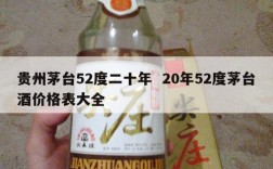 贵州茅台52度二十年  20年52度茅台酒价格表大全